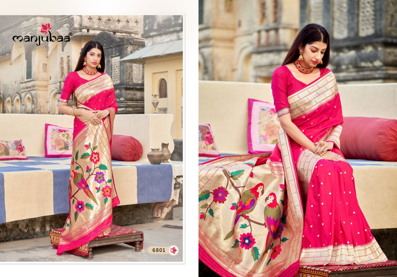 Manjubaa Madhulatha Paithani Festive Wear Designer Banarasi Silk Latest Saree Collection